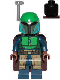 Mandalorian Tribe Warrior (Idalia Desta) - Female, Dark Brown Cape, Green Helmet with Antenna / Rangefinder