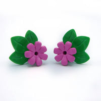 Flower with Leaves Earrings