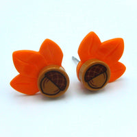 Fall Leaf & Acorn Stud Earrings