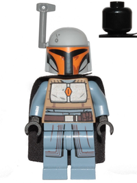 Mandalorian Tribe Warrior (Amot Tenau) - Female, Black Cape, Light Bluish Gray Helmet with Antenna / Rangefinder